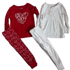 Old Navy Girl's 18-24 months Pajama Bundle Hearts, Valentines, Light Pink Ribbed